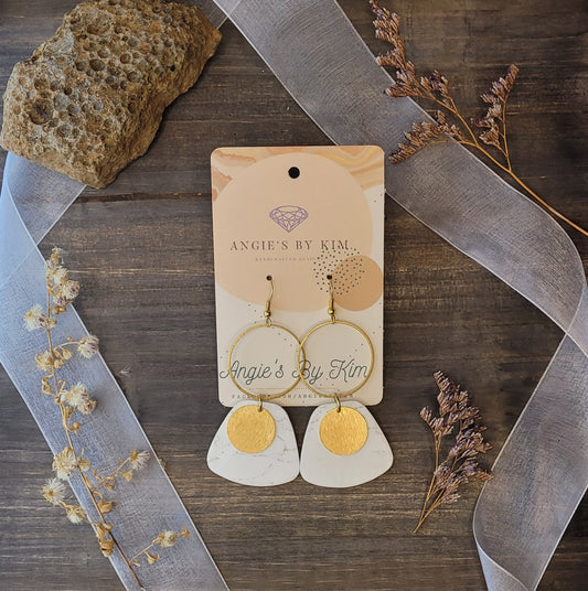 White and Gold Everest Around The Globe Dangle Earrings