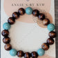 Unisex Crackled Aquamarine and Dark Wood Unisex Bracelet