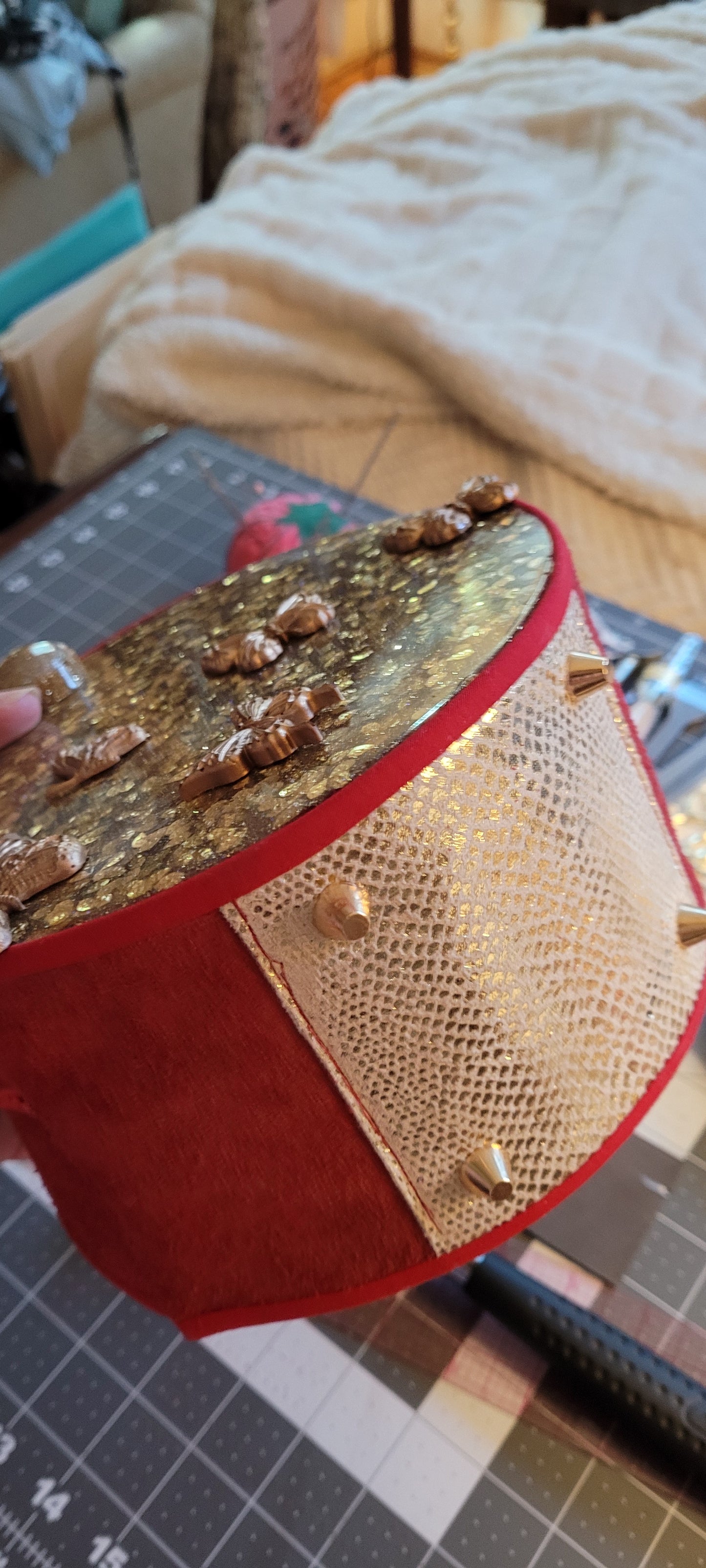 Handmade Round Red Leather Purse