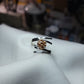 Custom Made Argentium Silver and 8mm Round Champaign CZ