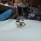 Custom Made Argentium Silver and 8mm Round Champaign CZ
