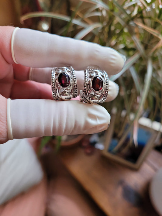 Sterling Silver (.925) Sterling Silver and Ruby Earrings